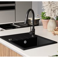Кухненска мивка от Гранит модел Милано 620 x 500 mm черен, снимка 6 - Други - 35861833