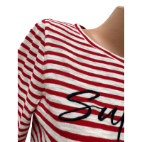 Дамска блуза SUPERDRY размер M червено бяло райе дантела, снимка 4 - Блузи с дълъг ръкав и пуловери - 44570456