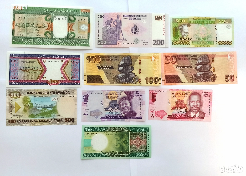 ❤️ ⭐ Лот банкноти Африка 10 броя UNC нови ⭐ ❤️, снимка 1