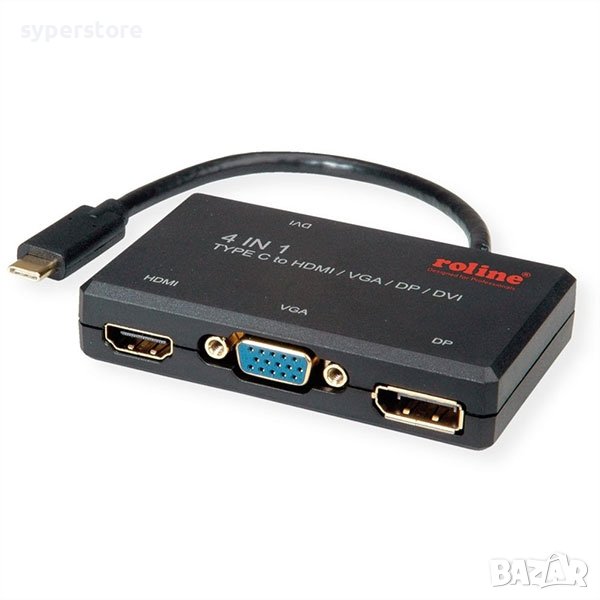 Адаптер USB3.1 C to HDMI/DVI/DP/VGA Roline SS300807, снимка 1