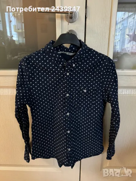 Риза за момче в тъмно синьо на бели точки, снимка 1