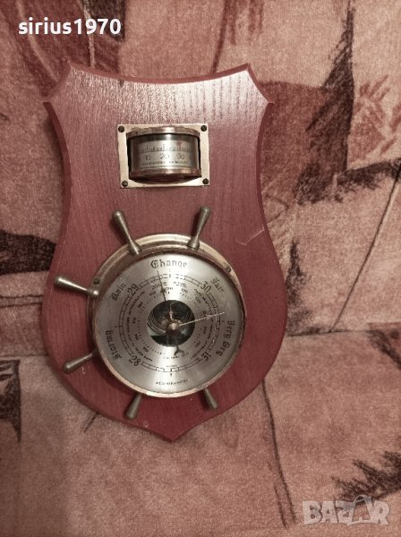 корабен стар термометър и барометър, снимка 1