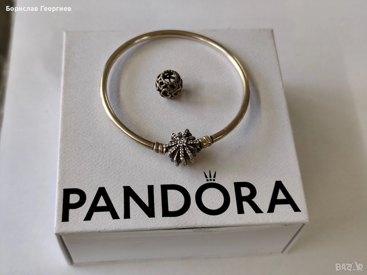 Твърда сребърна гривна Пандора pandora, снимка 1