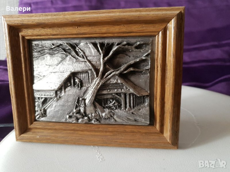 Релефна Картина Оловна Ръчна Изработка Антика , снимка 1