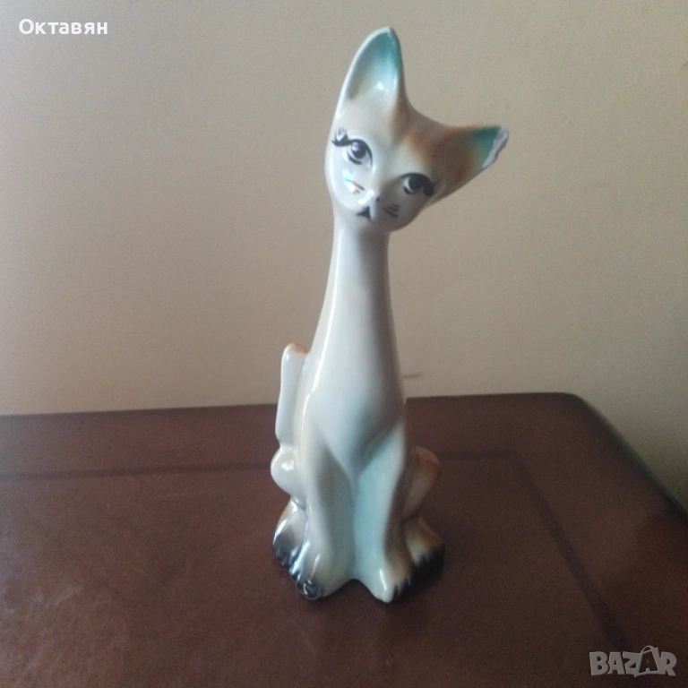 Порцеланова фигура,фигурка котка, снимка 1