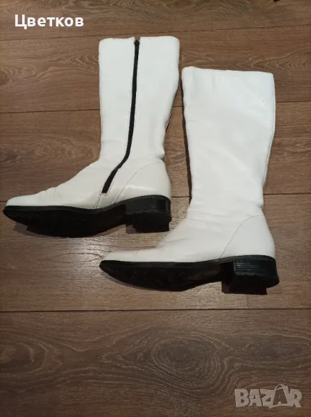 Кожени ботуши - бели, снимка 1