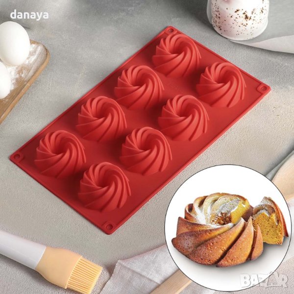 4073 Силиконова форма за мъфини Кексчета, 8 гнезда, снимка 1