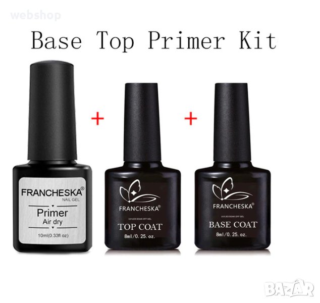 Комплект за маникюр, заздравител без сушене, база и топ лак FRANCHESKA , снимка 1