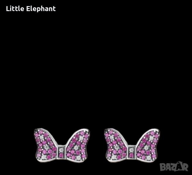 Сребърни обеци Пандора,Дисни Мини панделки dark pink/нови, снимка 1