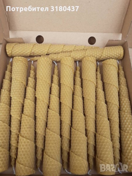 комплект навити восъчни свещи, тип "елхички", дълги 13 бр, снимка 1