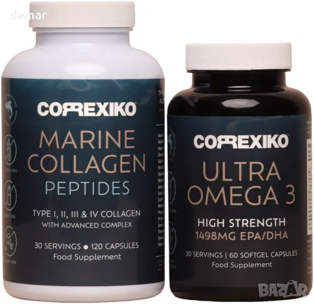 CORREXIKO 120 капсули морски колаген + 60 капсули ултра омега 3, снимка 1