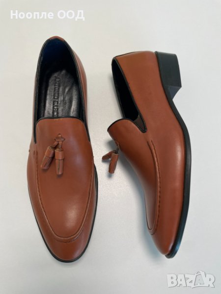 Мъжки кожени официални обувки - Светлокафяви - 42, снимка 1