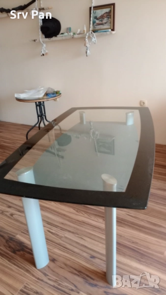 Стъклена Маса с 2 плота 90 см на 1.60 см, снимка 1