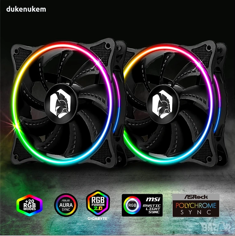 2 бр. RGB вентилатори за компютърна кутия, 120 мм, снимка 1