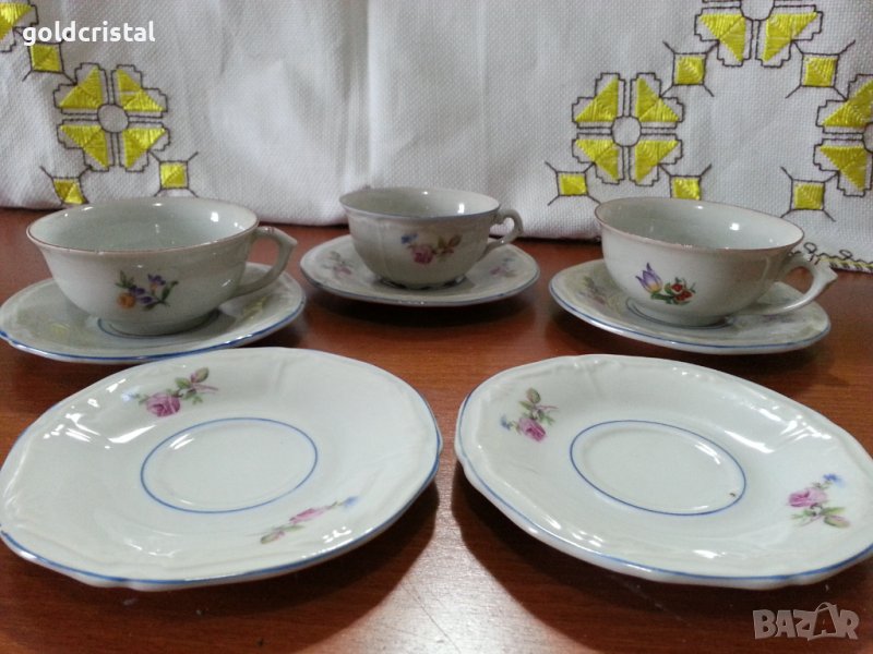 Стар български порцелан чинийки и чашки барок , снимка 1