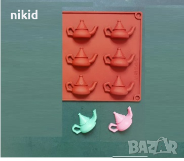 6 бр вълшебната лампа на Аладин чайник силиконов молд форма шоколад гипс смола декор, снимка 1