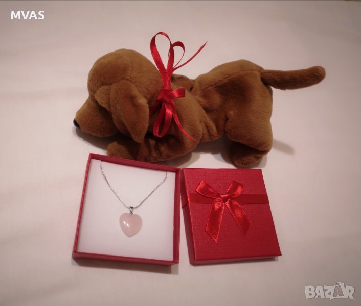 Колие Сърце + Кутийка + Играчка Кученце Подарък за жена за Свети Валентин, снимка 1