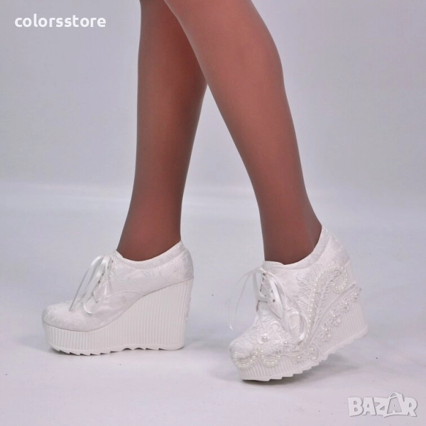 Обувки на платформа - бели - 2500 , снимка 1