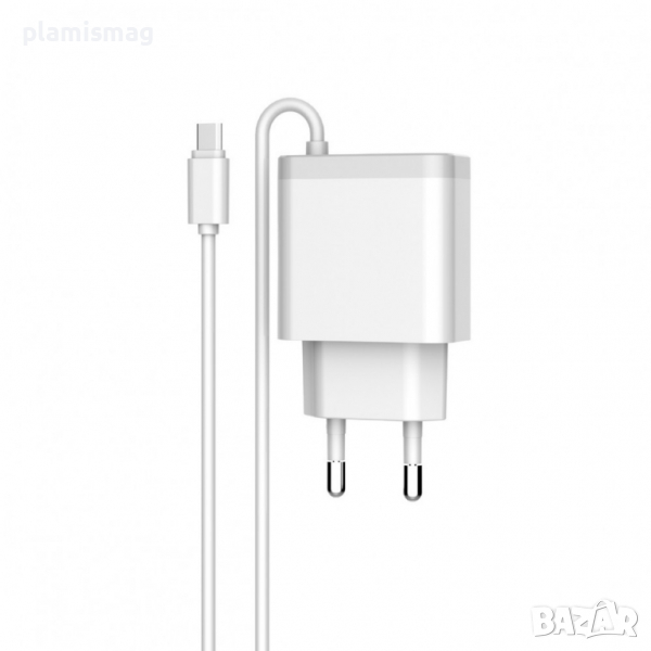 Мрежово зарядно устройство LDNIO A321, 5V 3.1A, 2 x USB, С Micro USB кабел, Бял, снимка 1