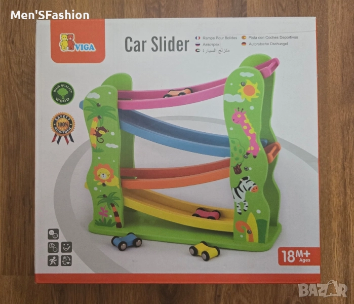 Дървена пързалка с колички , снимка 1