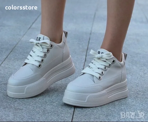 Кецове на платформа - бежова кожа - SDL90, снимка 1