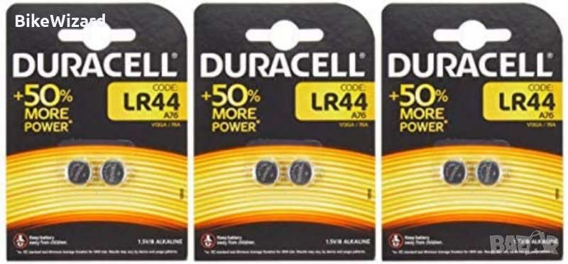 Duracell Плоска батерия LR44, 1.5V, 150mAh, алкална, 6 броя комплект, снимка 1