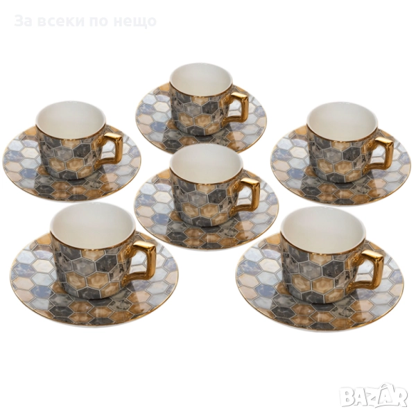 Луксозен сервиз за кафе с геометричен мотив Код P1248, снимка 1