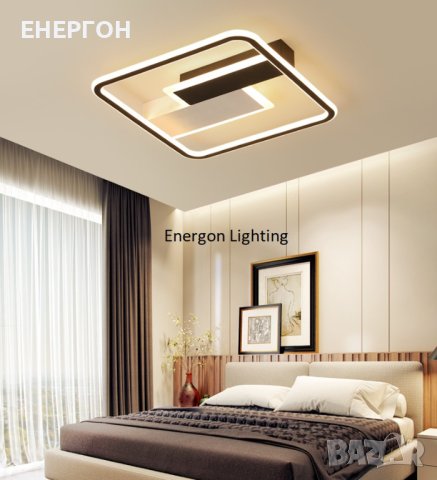 Луксозна LED лампа висок клас плафон димируема три цвята квадрат, снимка 3 - Лампи за таван - 41690604