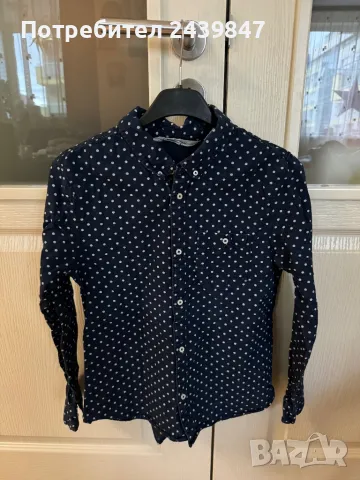 Риза за момче в тъмно синьо на бели точки, снимка 1