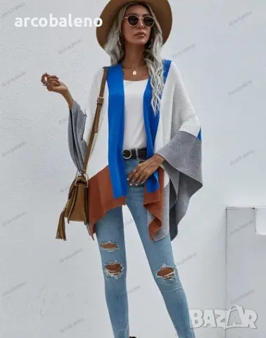 Дамска карирана широка плетена жилетка, 5цвята , снимка 11 - Жилетки - 41798937