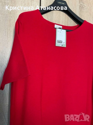 Червена рипсена рокля H&M, снимка 9 - Рокли - 52448199