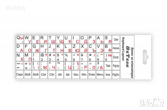 BG стикери за клавиатура бели, Лепенки с букви, цифри, символи и знаци