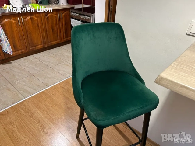 К-т маса и Бар Столове 2бр тъмнозелени/кадифе, снимка 5 - Столове - 53258114