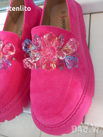 Розови мокасини с цветни камъни 39, снимка 13 - Дамски ежедневни обувки - 44841382