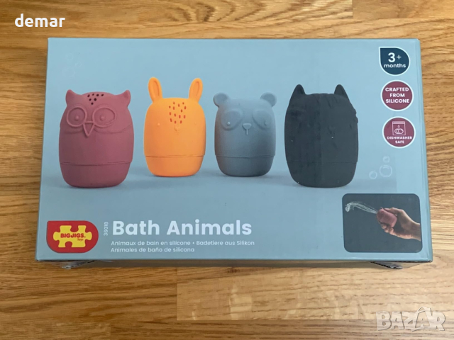 Bigjigs Toys Силиконови животни за баня - 4 бр. за бебета и малки деца 3+ месеца, снимка 7 - Други - 44530825