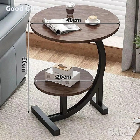 Модерна Кръгла Холна Масичка на Две Нива – Стил и Уют за Вашия Дом, снимка 5 - Други стоки за дома - 53285934