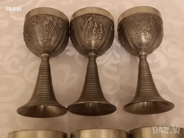 Vintage. Нов. Немски калаен сервиз за вино, ракия. Кана и 6 чаши. , снимка 14 - Антикварни и старинни предмети - 48827866