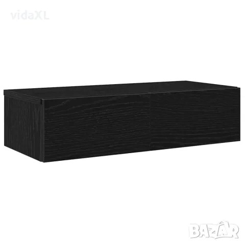vidaXL Стенен рафт с чекмеджета, черен, 60x26,5x15 см, инженерно дърво（SKU: 859969）