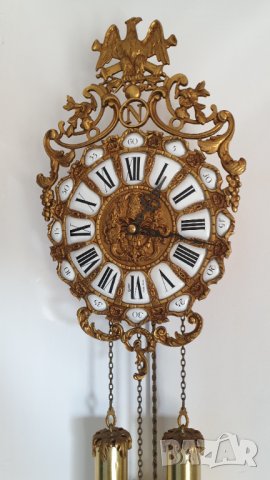 Бронзов рядък стенен механичен швейцарски часовник, снимка 13 - Антикварни и старинни предмети - 42497168