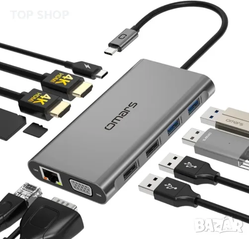 Omars USB C докинг станция с троен дисплей, 11 в 1
