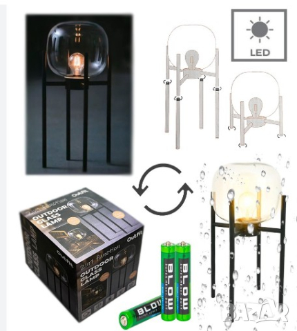 Стоящ ефектен фенер, метал, стъкло, 44 см, снимка 3 - Декорация за дома - 44686619