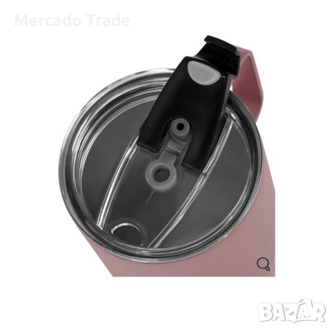 Термос с дръжка и прозрачен капак Mercado Trade, 845 мл, Розов, снимка 2 - Чаши - 44462532