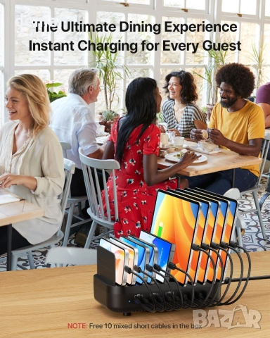 SooPii 100W 10-портова USB зарядна станция, 6 USB-C и 4 USB-A порта, снимка 8 - Друга електроника - 53644783