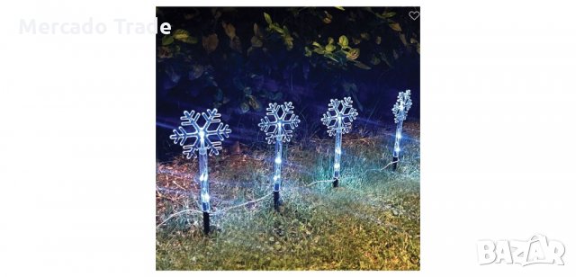 Коледни пръчици Mercado Trade, LED снежинки на батерии, 24см.