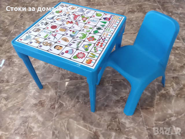 ✨Комплект детска маса с Българската азбука и столче - 4 цвята ( розов, син, зелен, жълт) , снимка 2 - Други - 44623921