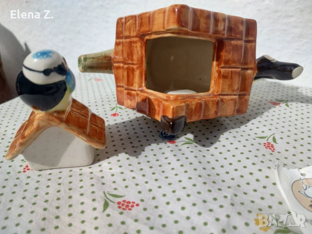 Прекрасен чайник къщичка със сини синигерчета Swineside Teapottery, снимка 10 - Декорация за дома - 53570042
