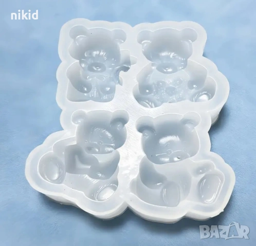 4 пози мече мечета сърце букет цветя силиконов молд форма фондан шоколад гипс смола бонбони декор, снимка 10 - Форми - 53741092