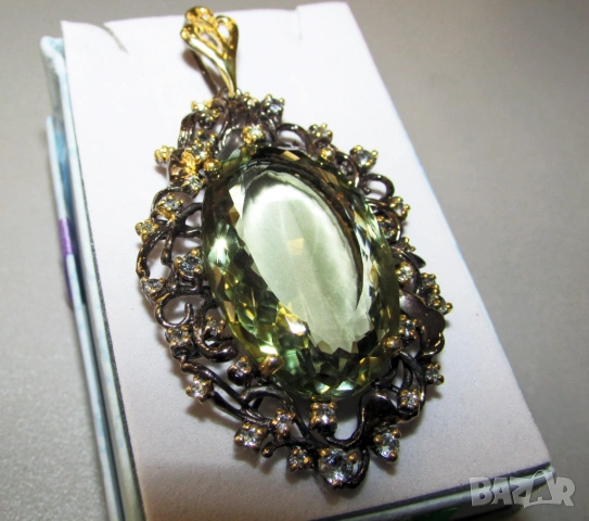 Зелен аметист празиолит 69x36x11, 45 карата перфектно за подарък 