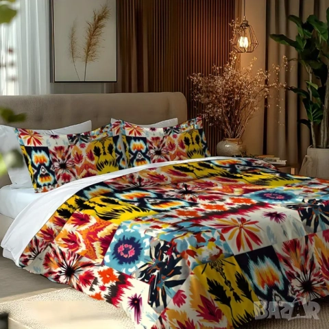 Нов 100% памук спален комплект ( бохо стил ), снимка 4 - Спално бельо - 51769732