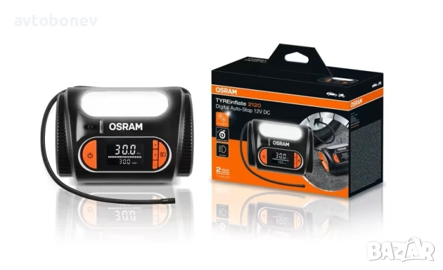 Компресор за гуми с дигитален дисплей OSRAM TYREINFLATE 2120 - 12V, снимка 3 - Аксесоари и консумативи - 53583295
